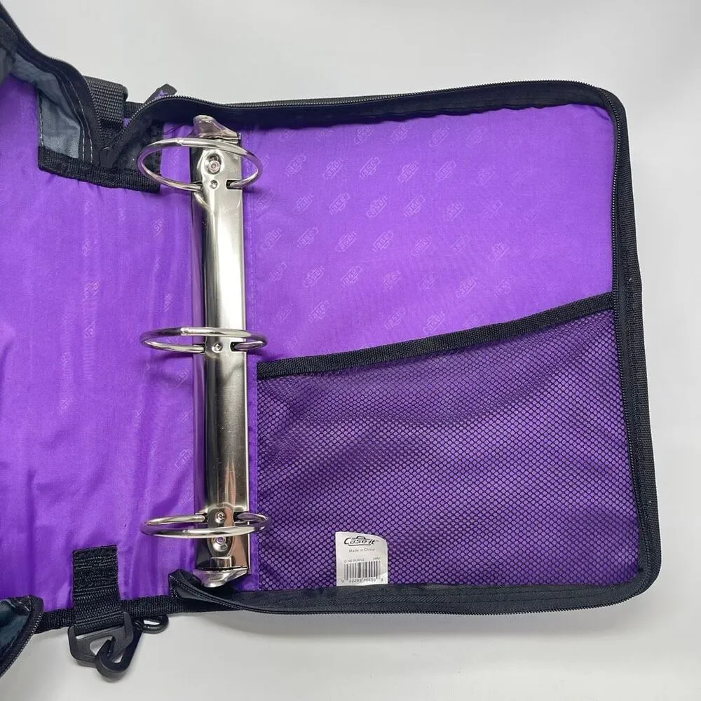 Case It Purple Large Capacity Zipper Binder 3 Rings 3